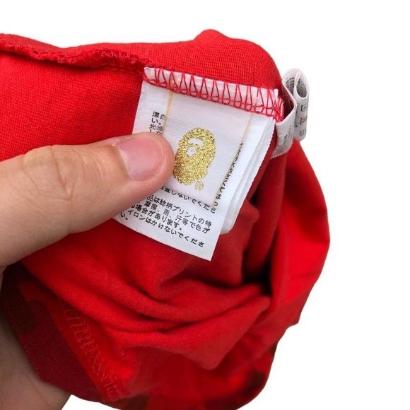 A Bathing Ape Bape X Champion T Shirt Red Camo Small - Picture 6 of 16